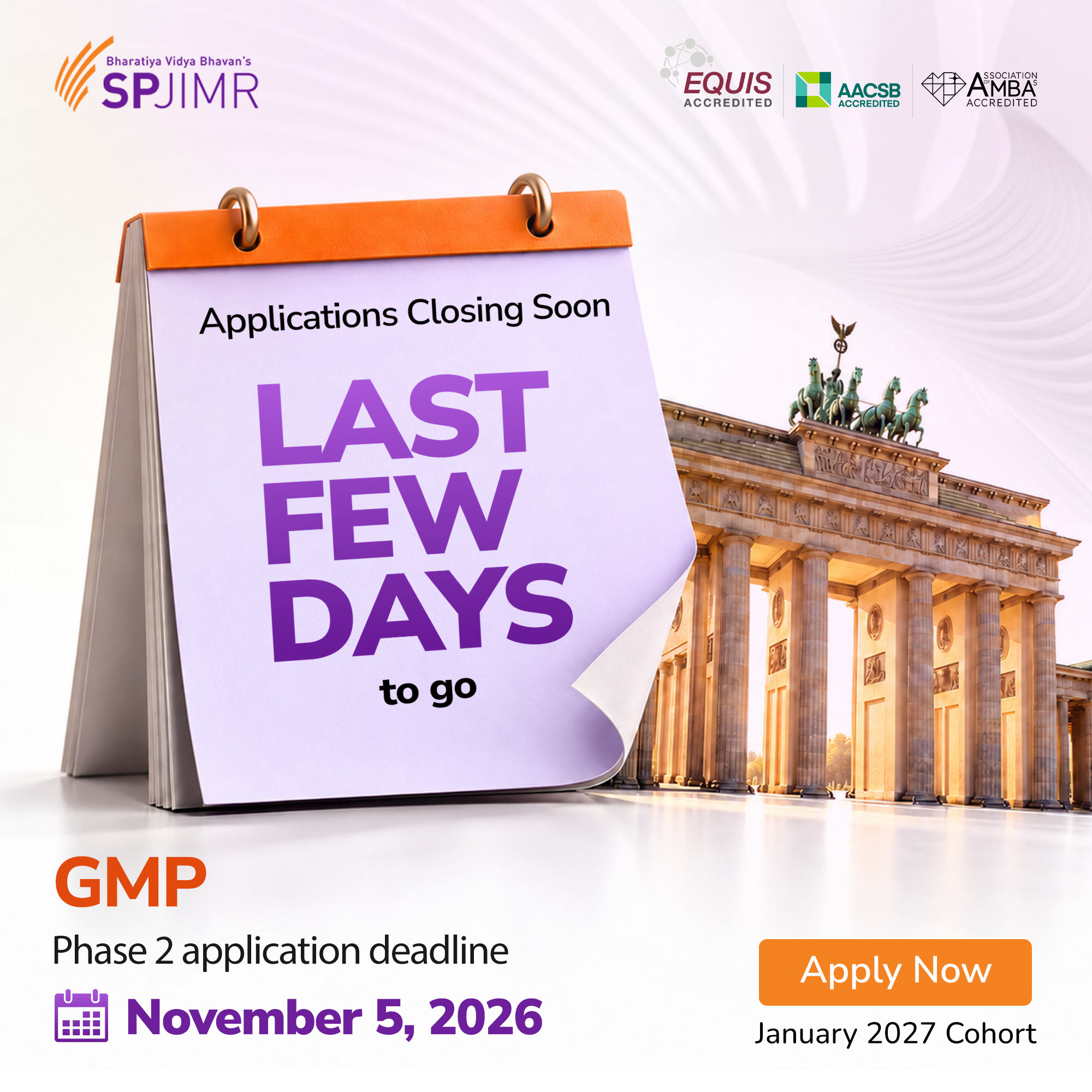SPJIMR Global Management Programme 2026 Applications Deadline