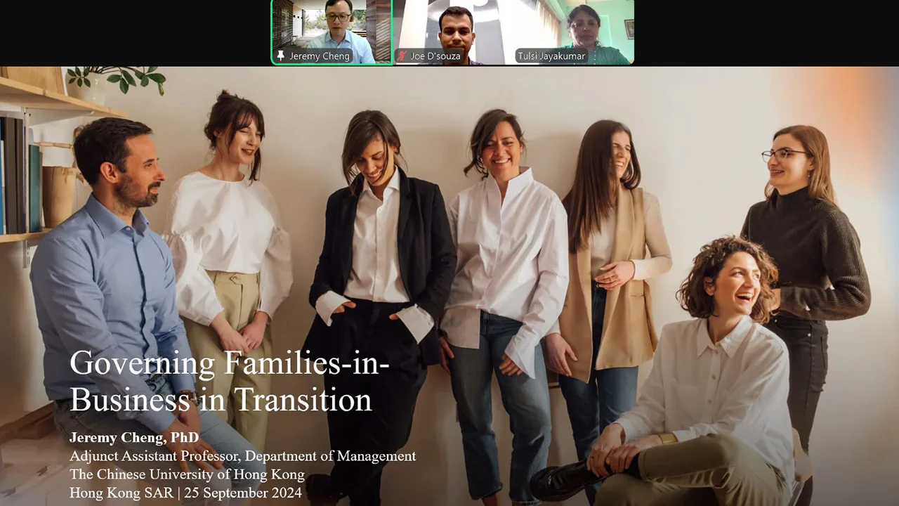 CFBE recently hosted an online research presentation titled ‘Family and Corporate Governance Heterogeneity: A Paradox Perspective’.