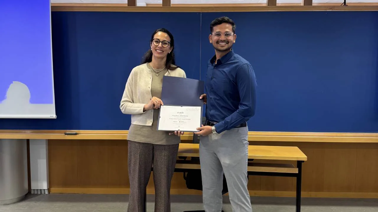 PGPFMB batch member with faculty at Esade Business School.