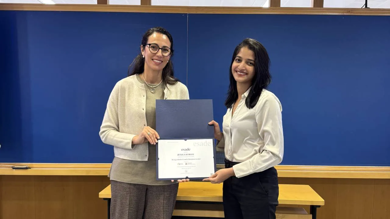 PGPFMB batch member with faculty at Esade Business School.