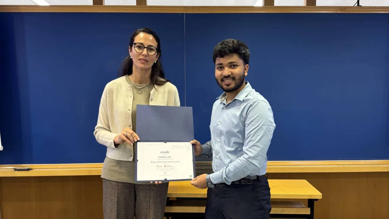 PGPFMB batch member with faculty at Esade Business School.