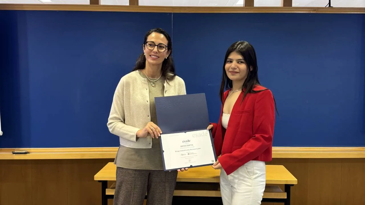 PGPFMB batch member with faculty at Esade Business School.