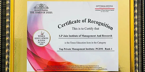 SPJIMR awarded #1 private B-school (PGDM) – Times Icons 2025