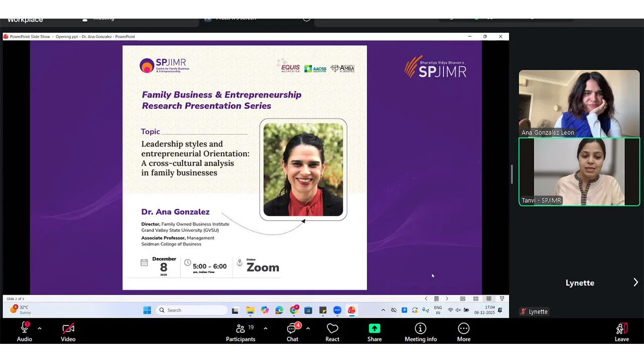 Family Business and Entrepreneurship Research Presentation Series with Dr. Ana González