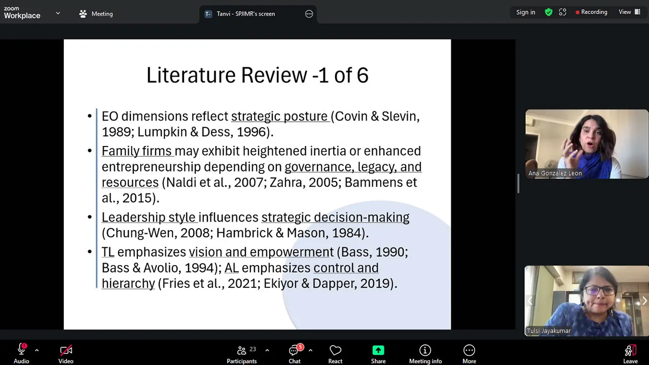 Family Business and Entrepreneurship Research Presentation Series with Dr. Ana González