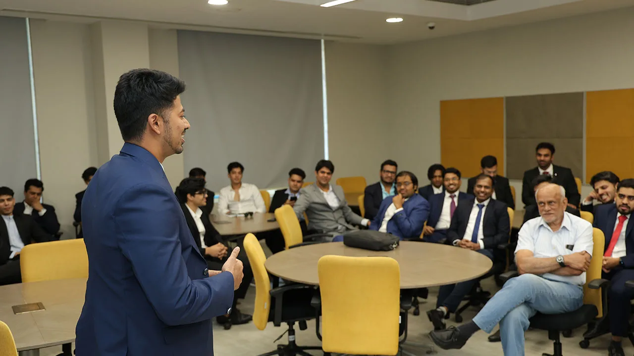 GMP batch 22 students sharing moments during the farewell event at SPJIMR