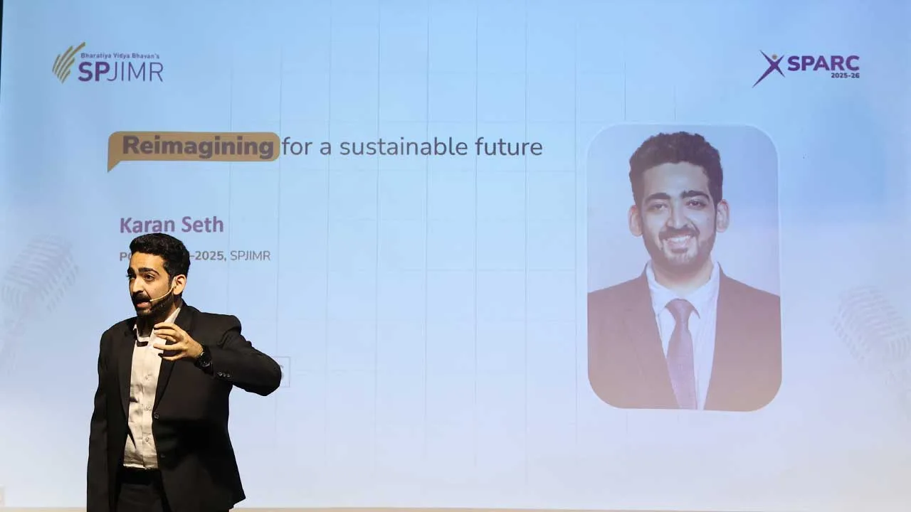 Karan Seth, PGPM 2024–25 student at SPJIMR, sharing insights on sustainable vertical farming and how he started his journey at SParc 2026.