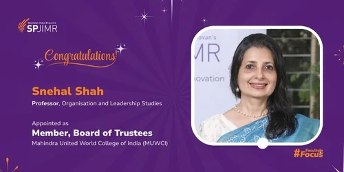 Prof. Snehal Shah appointed to MUWCI Board