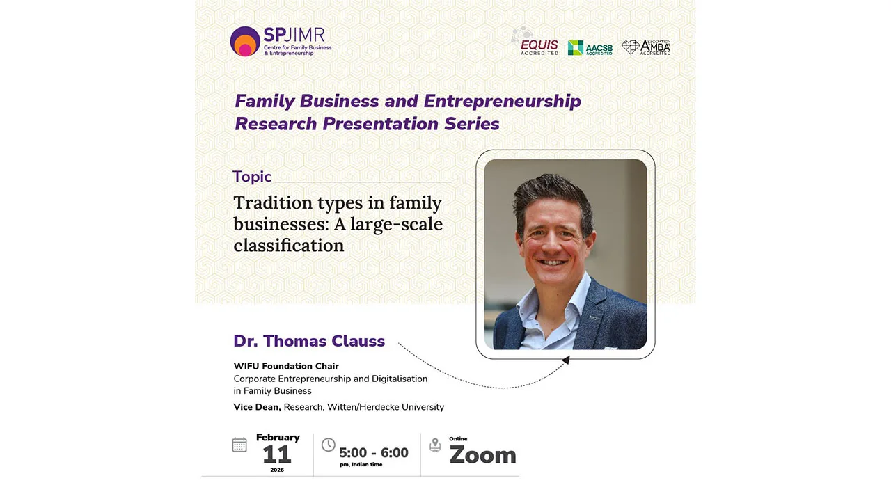 Family Business and Entrepreneurship  Research Presentation Series with Dr. Thomas Clauss