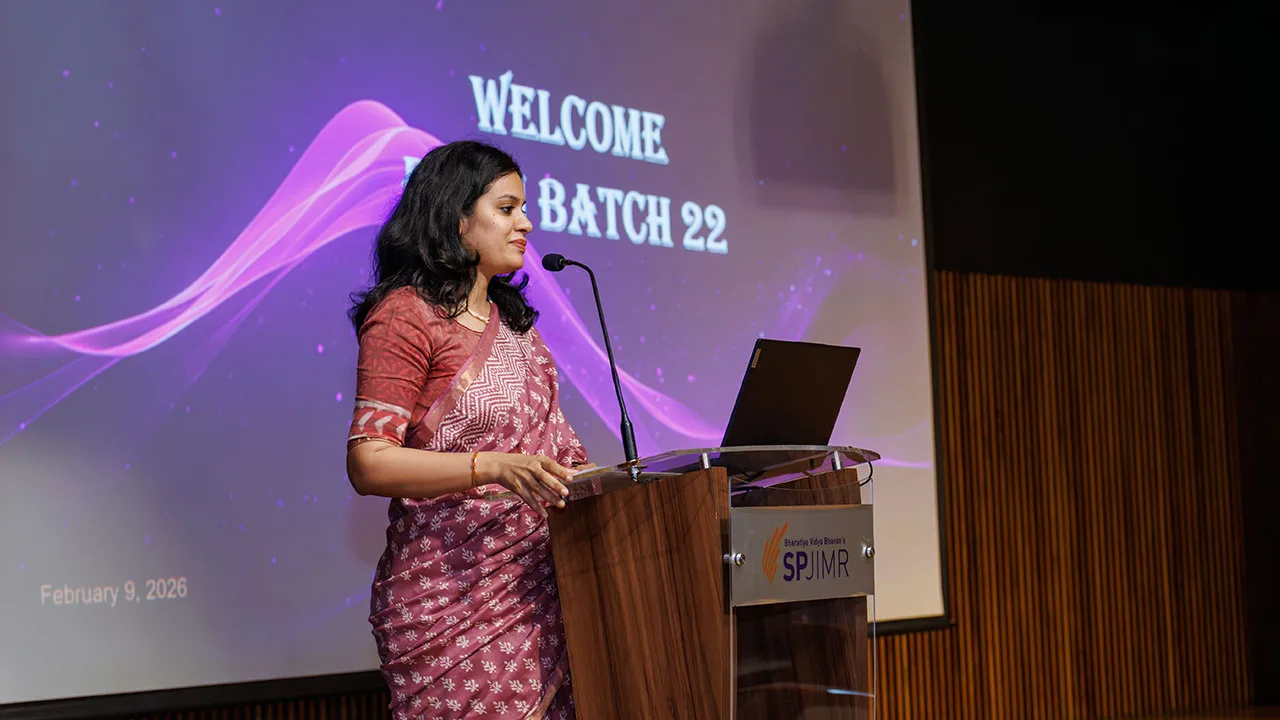PGPM programme manager Juhi Jain addresses PGPM batch 22
