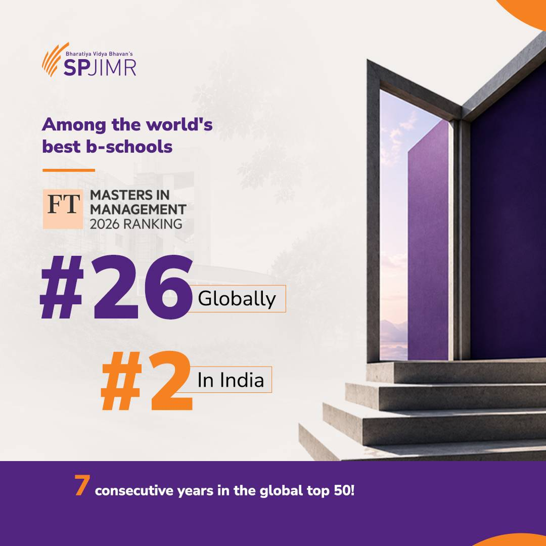SPJIMR rises to #26 globally, ranks #2 in India in FT Masters in Management 2026 ranking